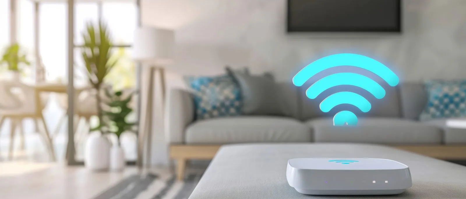 Router placerad centralt för bra wifi-täckning hemma